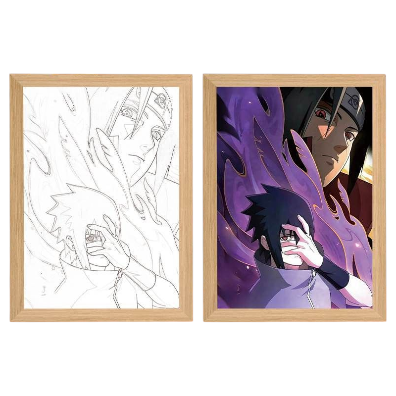 Sasuke And Itachi LED Painting Lamp A4-Size