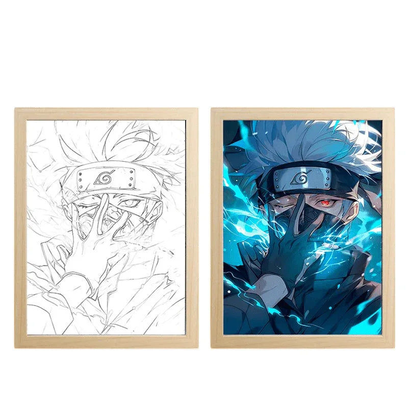 Naruto: Kakashi LED Painting Lamp - A4 Size - Mikomarastudio
