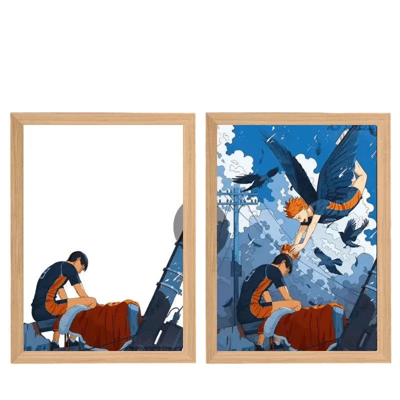 Haikyuu:Kageyama and Hinata LED Painting Lamp - A4 Size - Mikomarastudio