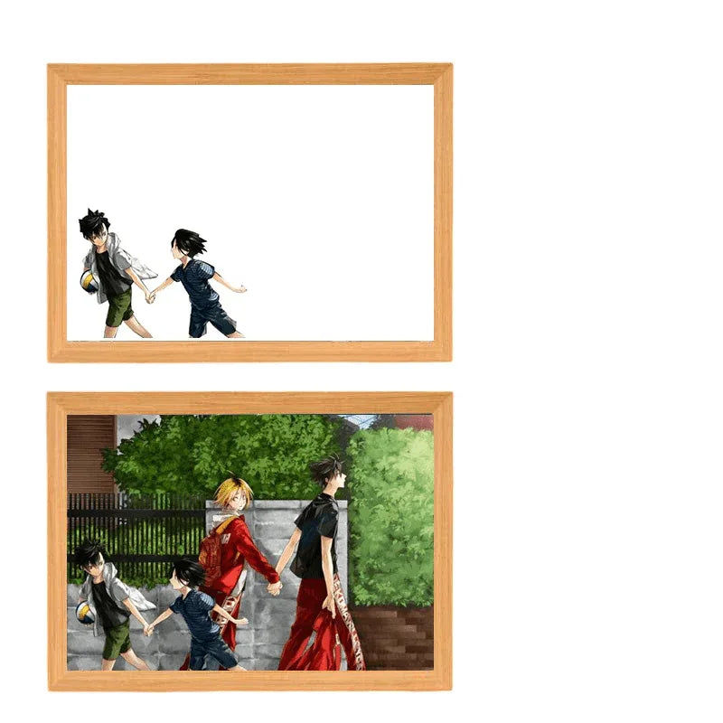 Haikyuu: Kuroo and Kenma LED Painting Lamp - A4 Size - Mikomarastudio