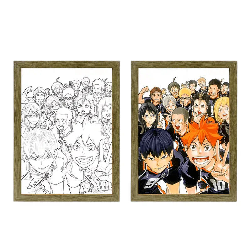 Haikyuu Team LED Painting Lamp - A4 Size - Mikomarastudio