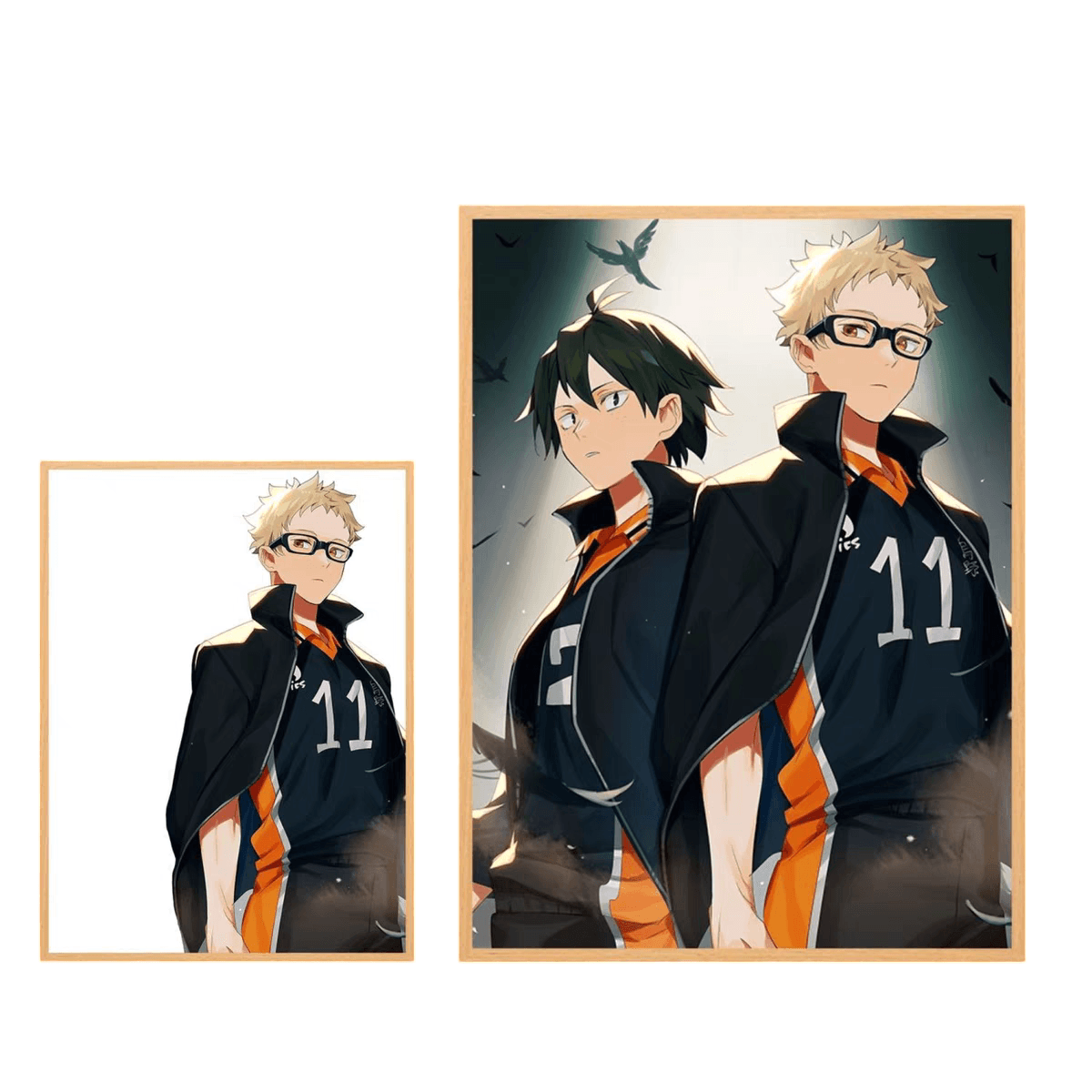 Haikyuu:Tsukishima and Yamaguchi LED Painting - A4 Size - Mikomarastudio