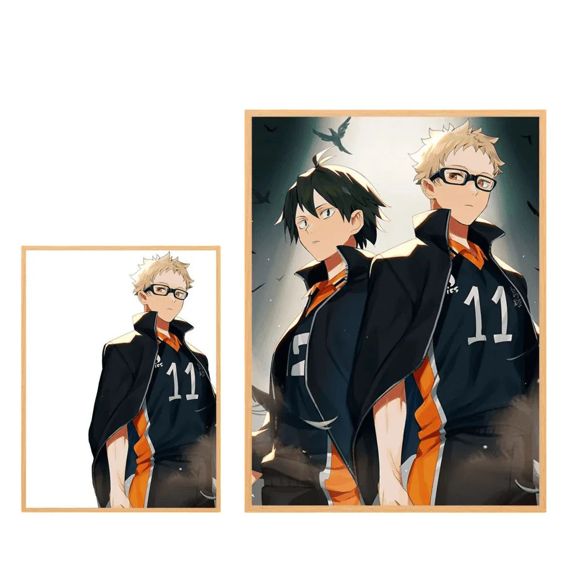 Haikyuu: Tsukishima and Yamaguchi LED Painting Lamp - A4 Size - Mikomarastudio