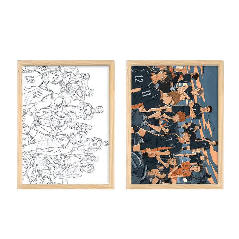 Haikyuu Team LED Painting Lamp - A4 Size - Mikomarastudio