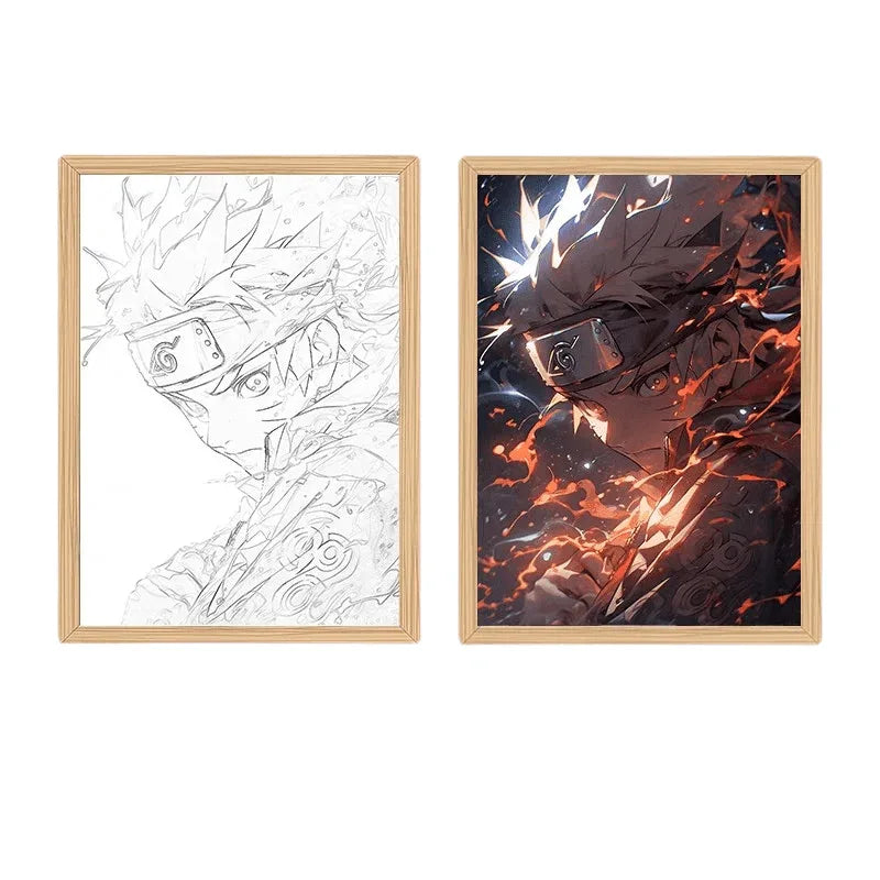 Naruto LED Painting Lamp - A4 Size - Mikomarastudio