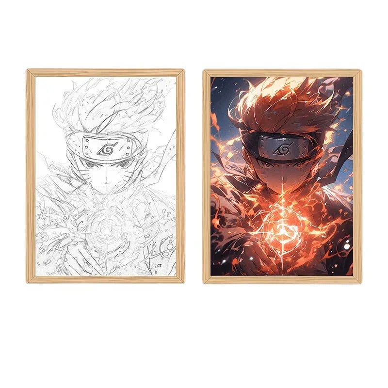 Naruto LED Painting Lamp - A4 Size - Mikomarastudio