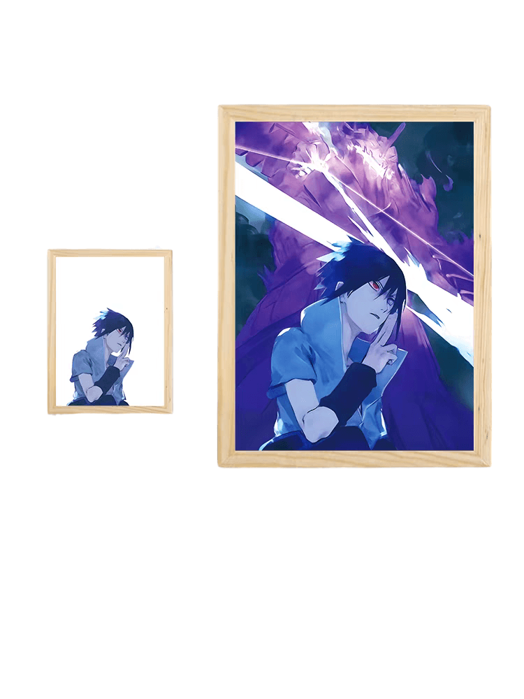 Naruto: Uchiha Sasuke LED Painting - A4 Size - Mikomarastudio