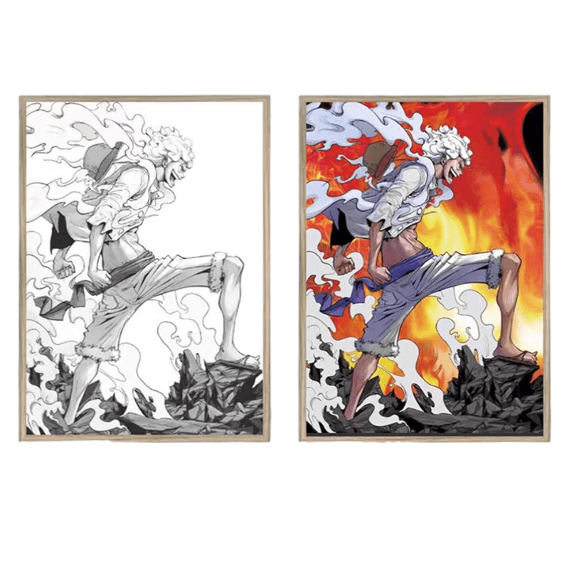 One Piece: Luffy Gear 5 LED Painting - A4 Size - Mikomarastudio