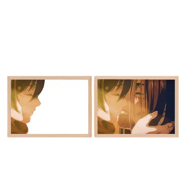 Attack on Titan: Mikasa and Eren LED Painting Lamp - A4 Size - Mikomarastudio