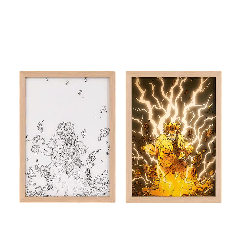 Demon Slayer: Zenitsu LED Painting - A4 Size - Mikomarastudio