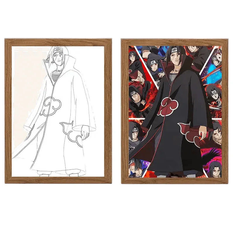 Naruto: Itachi Uchiha LED Painting Lamp - A4 Size - Mikomarastudio