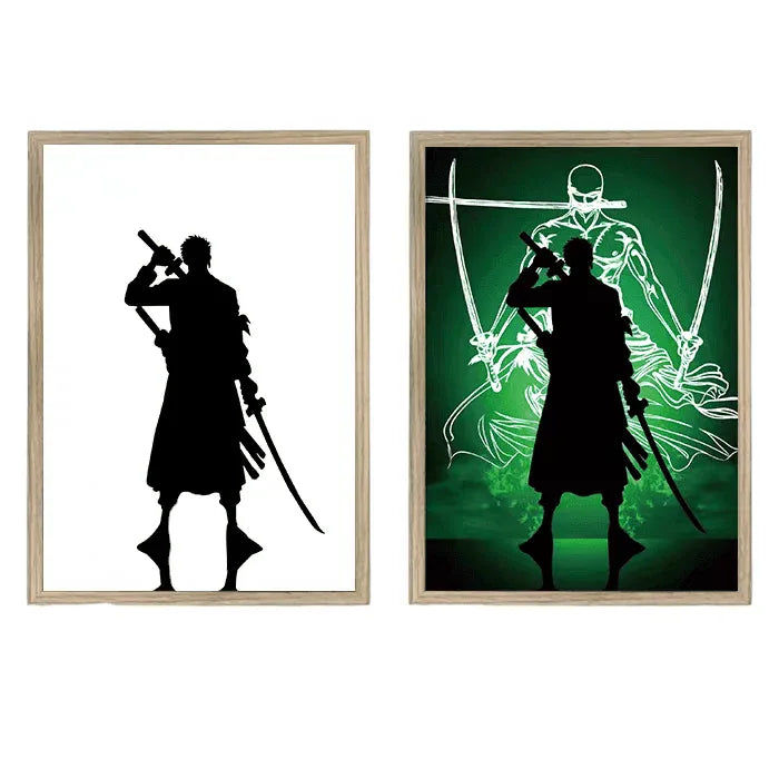 One Piece: Roronoa Zoro LED Painting Lamp - A4 Size - Mikomarastudio