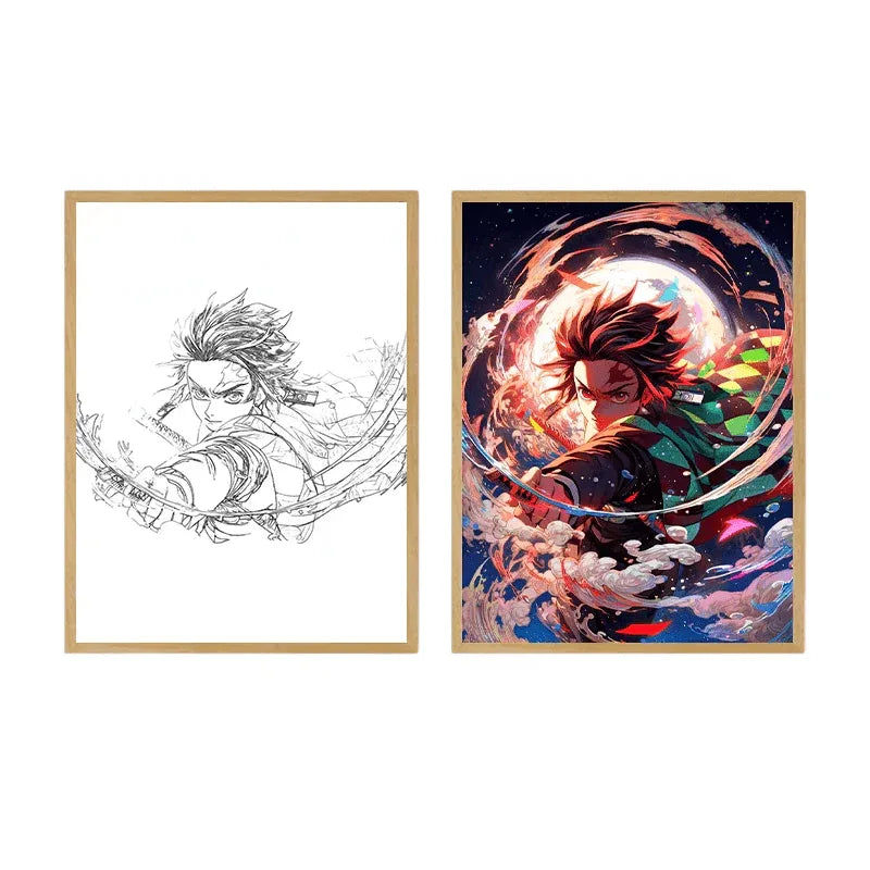 Demon Slayer: Tanjiro LED Painting Lamp - A4 Size - Mikomarastudio