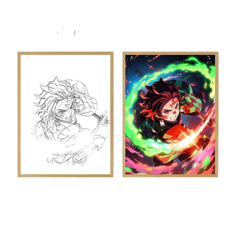 Demon Slayer: Tanjiro LED Painting Lamp - A4 Size - Mikomarastudio