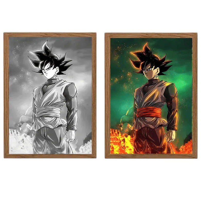 Dragon Ball Z: Black Goku LED Painting Lamp - A4 Size - Mikomarastudio