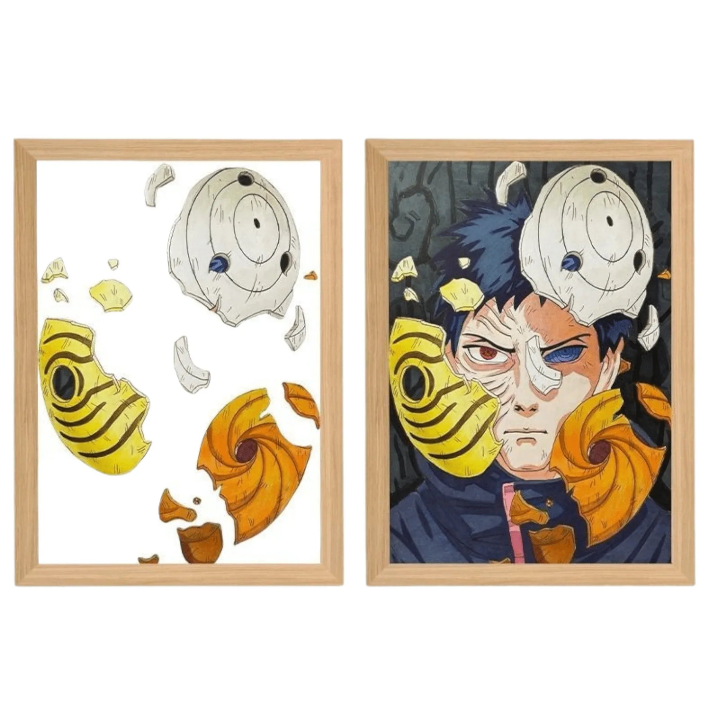 Naruto: Uchiha Obito LED Painting Lamp - A4 Size - Mikomarastudio