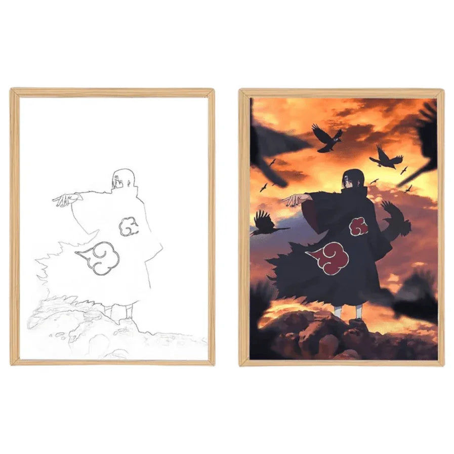 Naruto: Uchiha Itachi LED Painting Lamp - A4 Size - Mikomarastudio