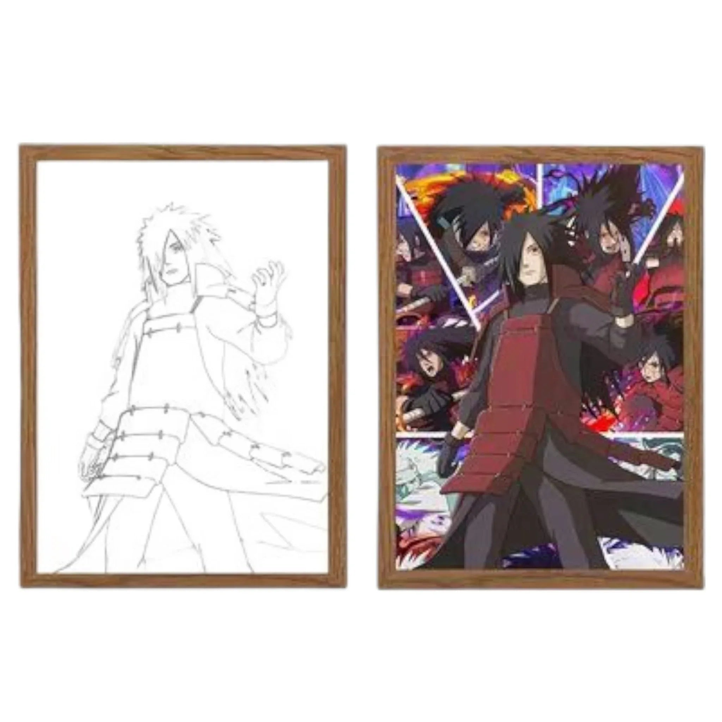 Naruto: Uchiha Madara LED Painting Lamp - A4 Size - Mikomarastudio