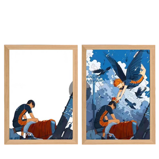 Haikyuu:Kageyama and Hinata LED Painting  - A4 Size