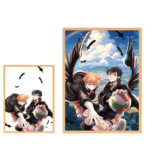 Haikyuu: Hinata and Kageyama LED Painting  - A4 Size