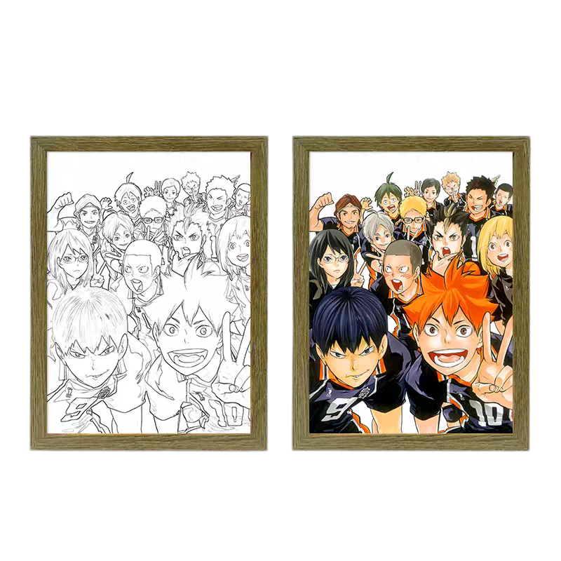 Haikyuu Team LED Painting  - A4 Size