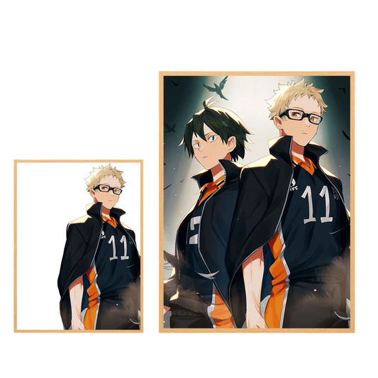 Haikyuu:Tsukishima and Yamaguchi LED Painting  - A4 Size