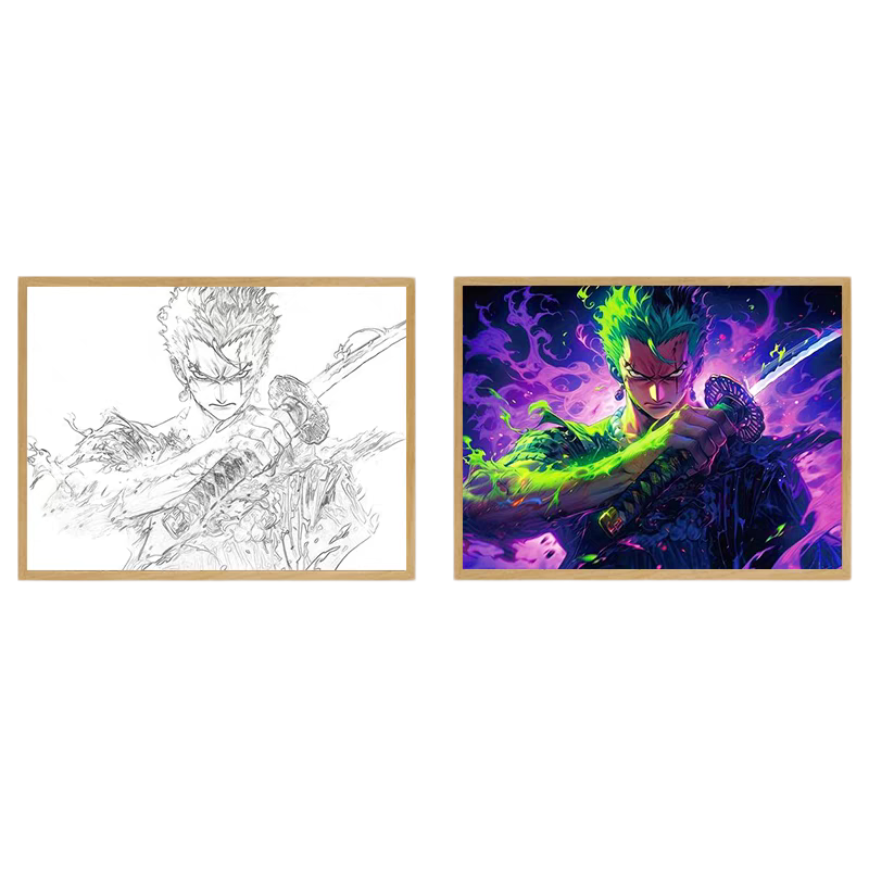 One Piece: Roronoa Zoro LED Painting  - A4 Size