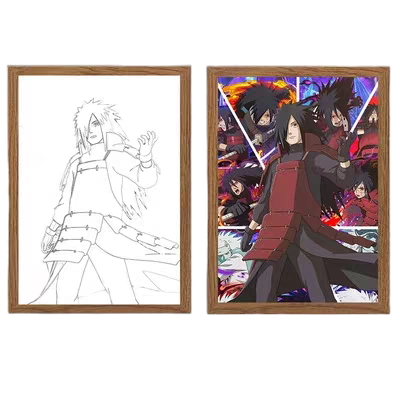 Naruto: Uchiha Madara LED Painting  - A4 Size