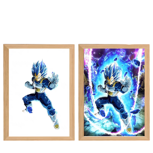 Dragon Ball: Vegeta Super Saiyan Blue LED Painting   - A4 Size