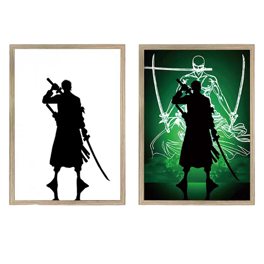 One Piece: Roronoa Zoro LED Painting  - A4 Size