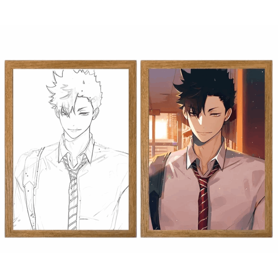Haikyuu: Kuroo LED Painting Lamp - A4 Size - Mikomarastudio