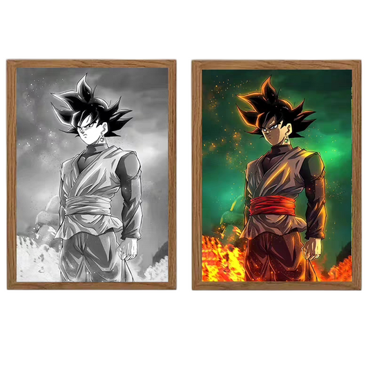 Dragon Ball Z: Black Goku LED Painting - A4 Size