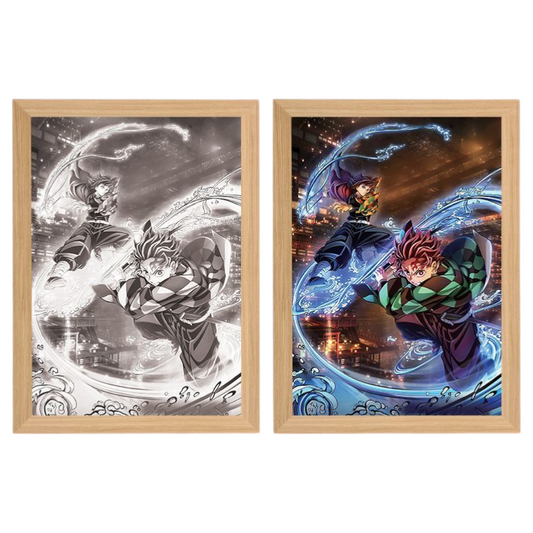 Demon Slayer: Tanjiro & Yoriichi LED Painting Lamp - A4 Size