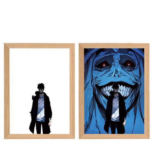 Solo Leveling: Sung Jin-woo & Statue of God LED Painting - A4 Size