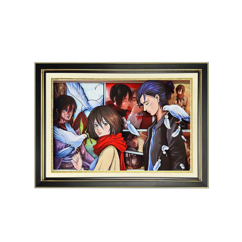 Atack on Titan: Eren & Mikasa 3D Stereoscopic Painting - Mikomarastudio
