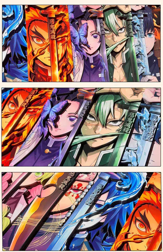 Demon Slayer: The 9 Hashira 3D Stereoscopic Painting - Mikomarastudio